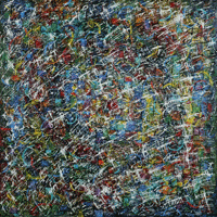 Polansky Art - Acrylic Painting
 #07, Chaos, 2007, acrylic on board, 90 x 90 cm. 