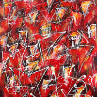 Polansky Art - Acrylic Painting
 #57, Red Angels, 2008, acrylic on board, 80 x 100 cm.