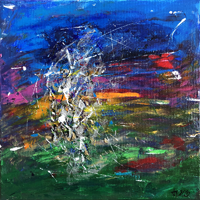 Polansky Art - Acrylic Painting:
 No. 002, 2020, acrylic - mixed media on canvas, 30 x 30 cm. (Private Collection) 